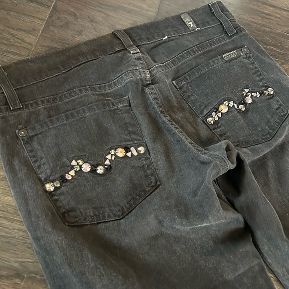 7 For All Mankind Roxanne Slim Fit Black Jeans | Rhinestone Pockets | Size 26 - Picture 4 of 4